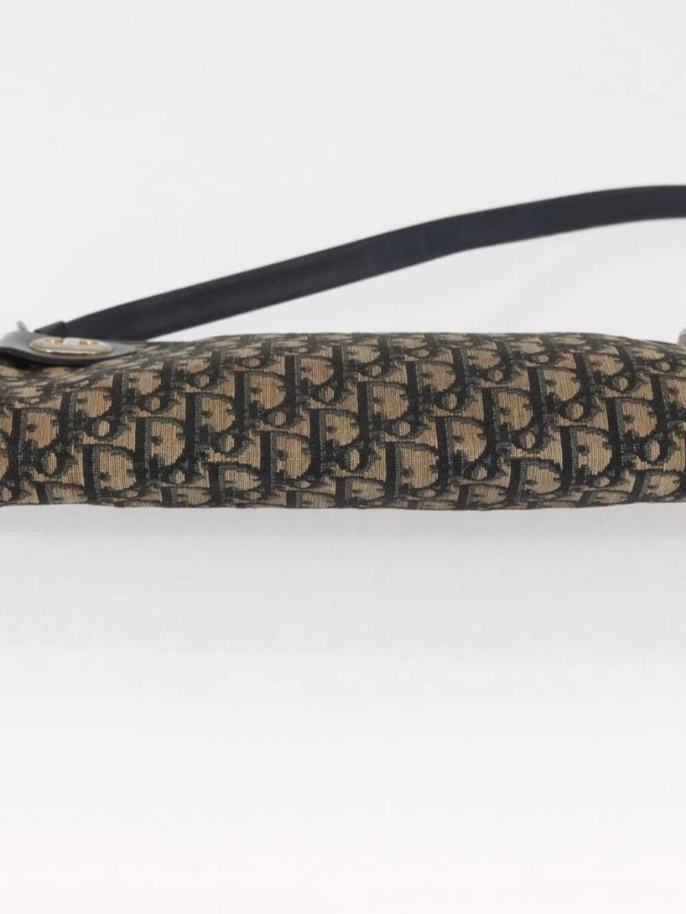 Christian Dior Trotter Canvas Shoulder Bag Navy Gold Auth 164287 - Picture 7 of 16